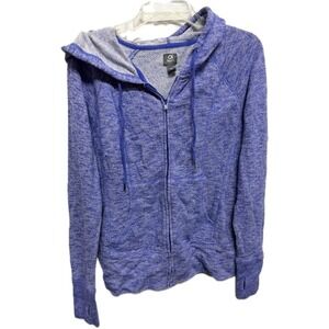 Gap Fit purple variegated zip-up hoodie Size Medium Light Weight Thumbholes